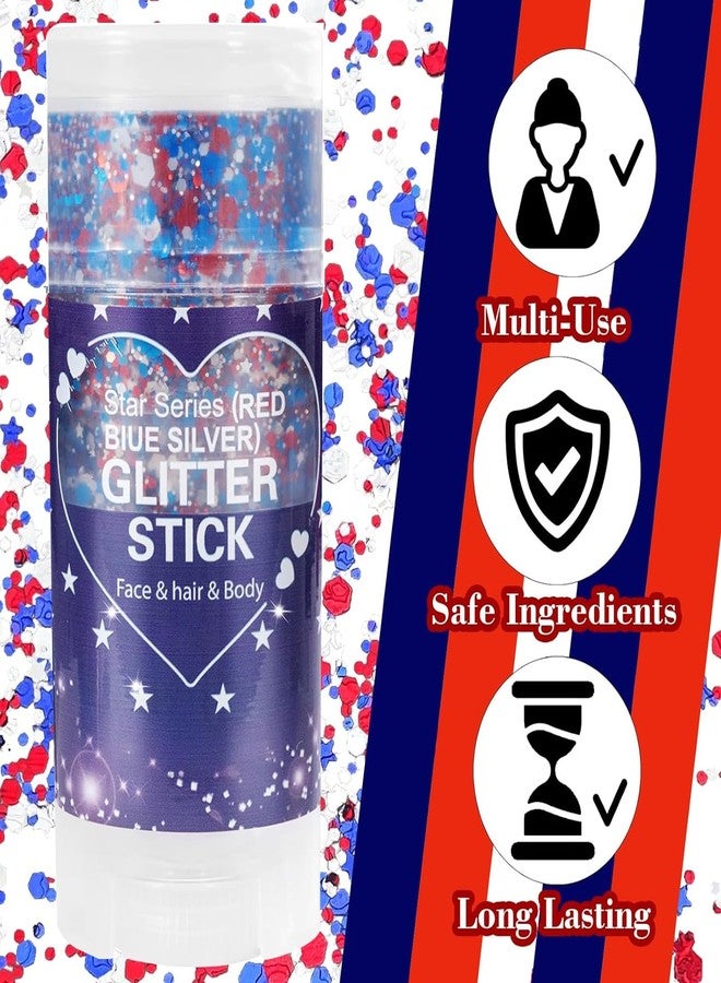 Miniling Patriotic Red White and Blue Glitter Stick, 4th of July Outfits for Body & Hair, Women Kids Fourth of July Accessories, Face Hair Glitter for Independence Day, Memorial Day, Veterans Day - Image 5